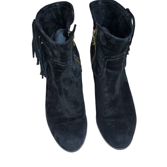 Sam Edelman Womens Louie Sz 7.5 Black Suede Fringe BOHO Festival Ankle Boots - Picture 4 of 15
